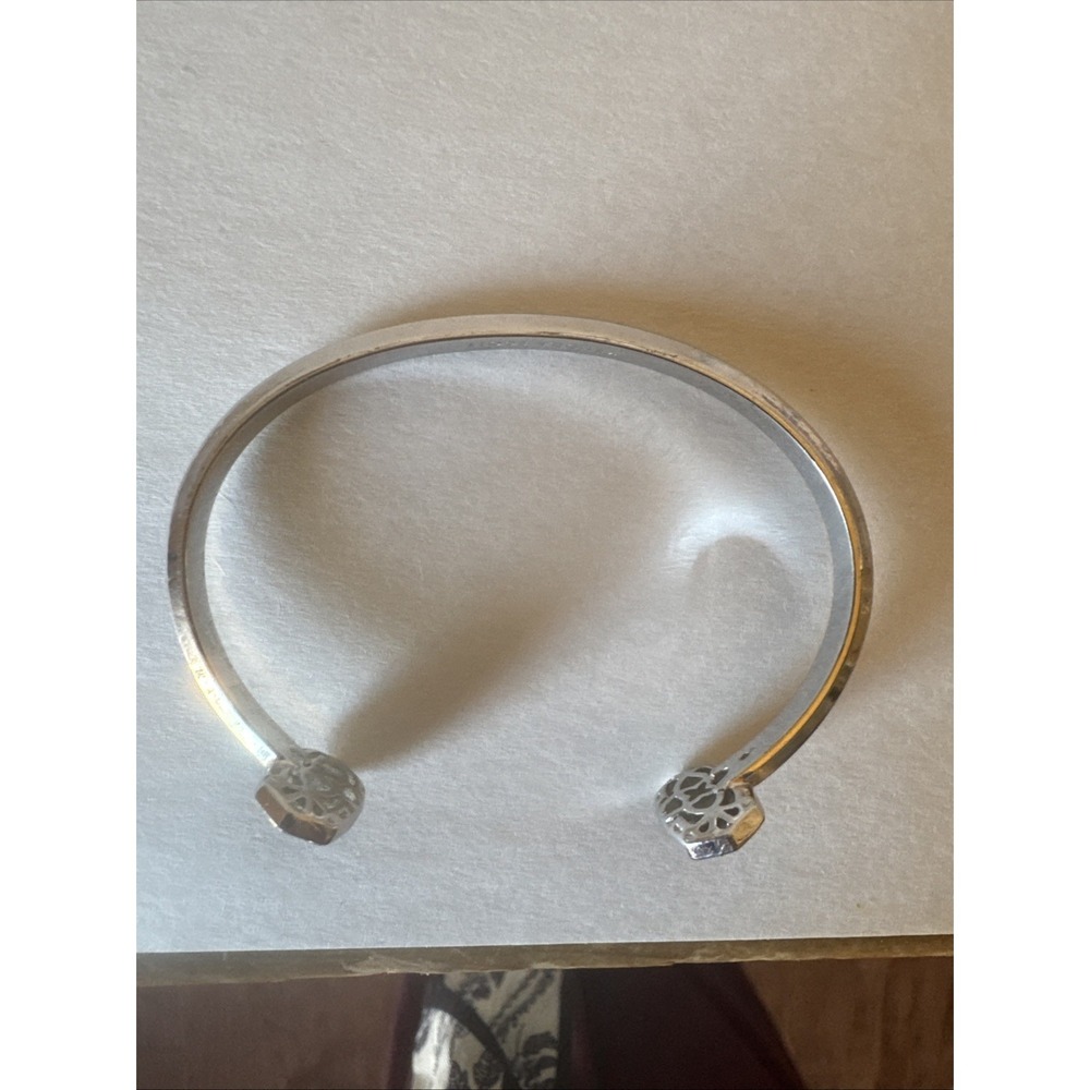 Kendra Scott Silver Sparkle Elton Cuff Silver Gray Drusy - Picture 6 of 8